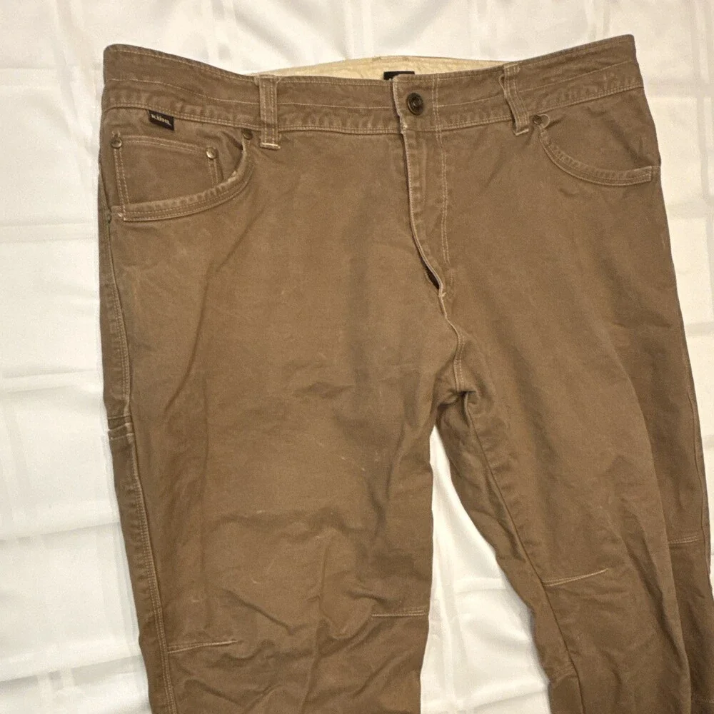 Kuhl Rydr Pants Mens 40x30 Brown Canvas Hiking Workwear Vintage Patina Dye
